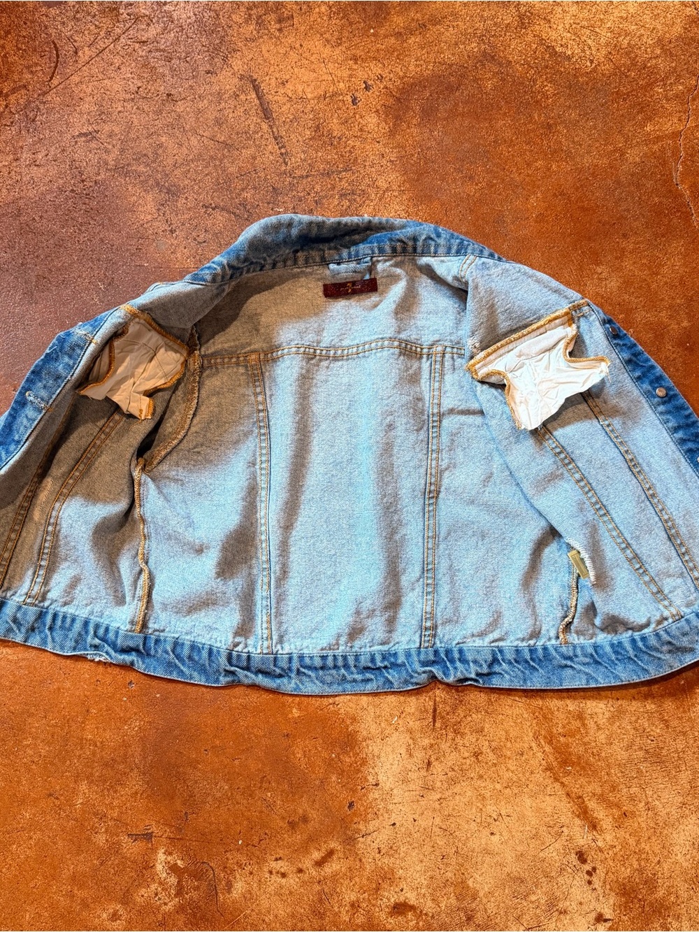 7 For All Mankind Light Blue Distressed Denim Jacket - Picture 7 of 14